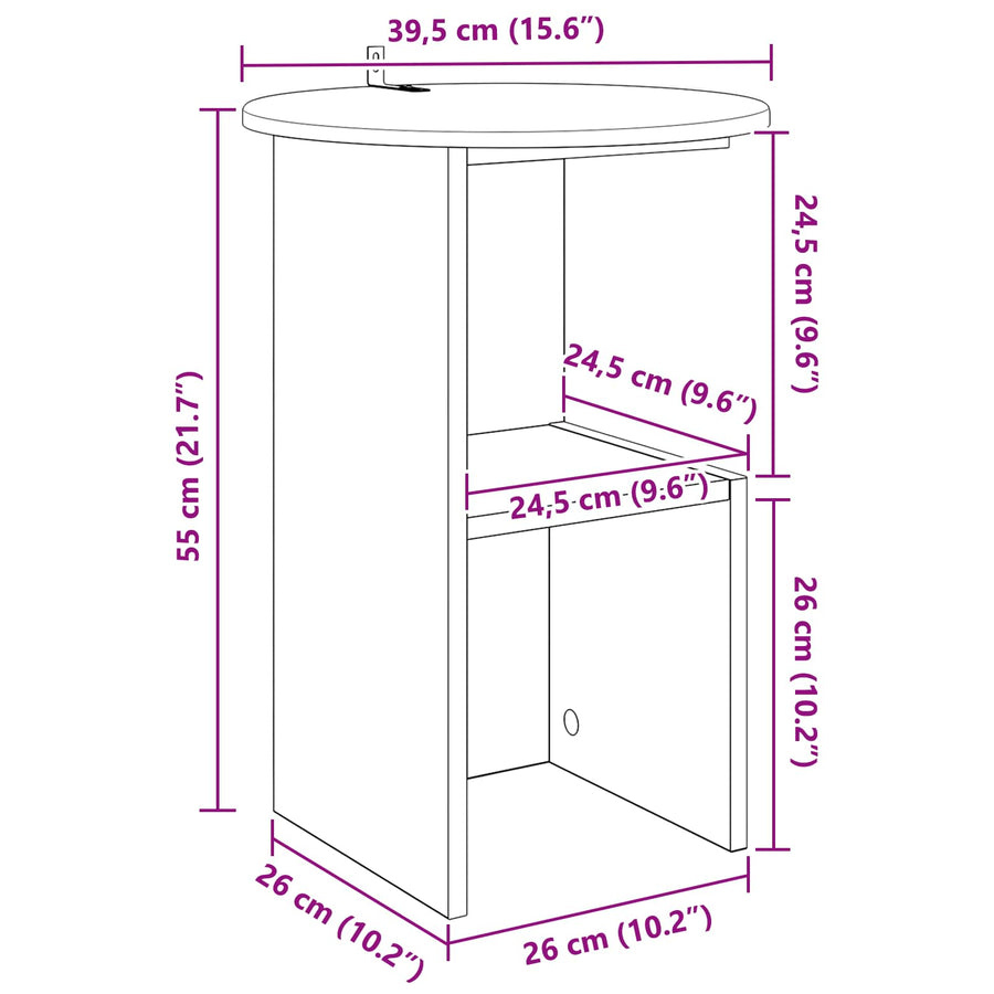 Bijzettafel Sonoma Eiken Ø 39,5 x 55 cm Bewerkt hout