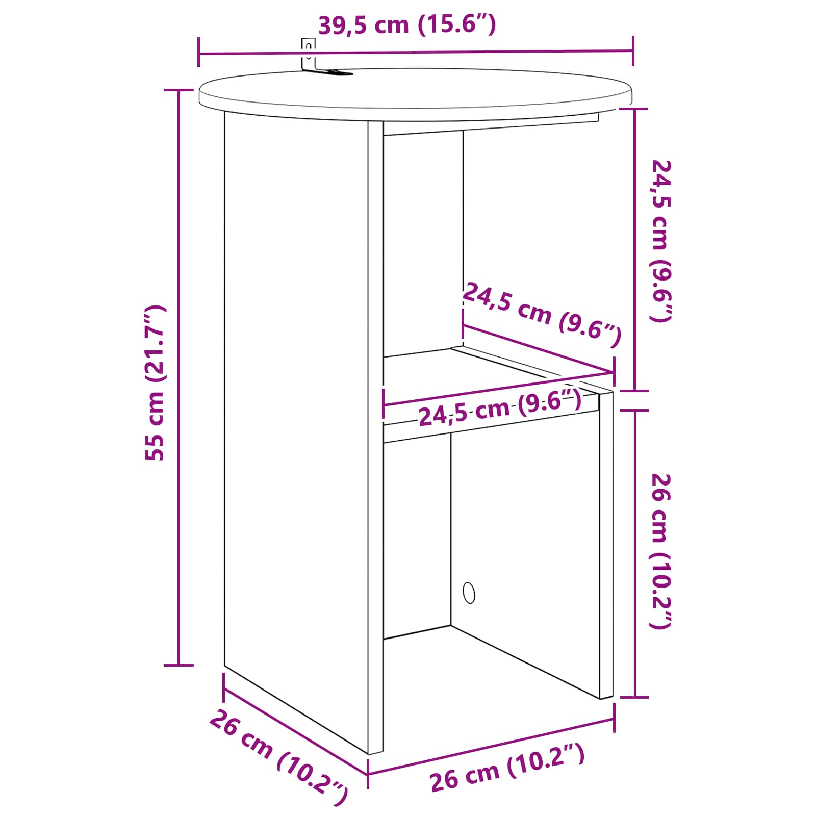 Bijzettafel Betongrijs Ø 39,5 x 55 cm Bewerkt hout