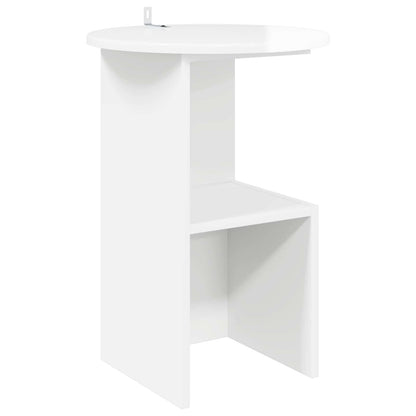 Bijzettafel Hoogglans Wit Ø 39,5 x 55 cm Bewerkt hout