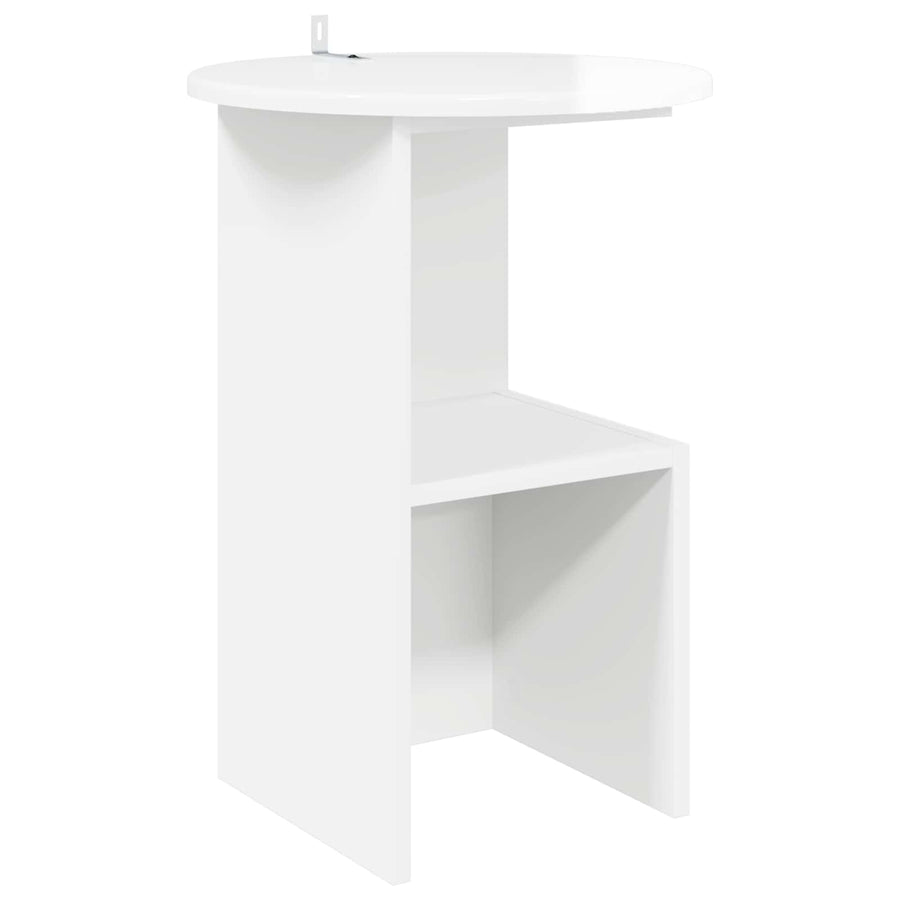 Bijzettafel Hoogglans Wit Ø 39,5 x 55 cm Bewerkt hout