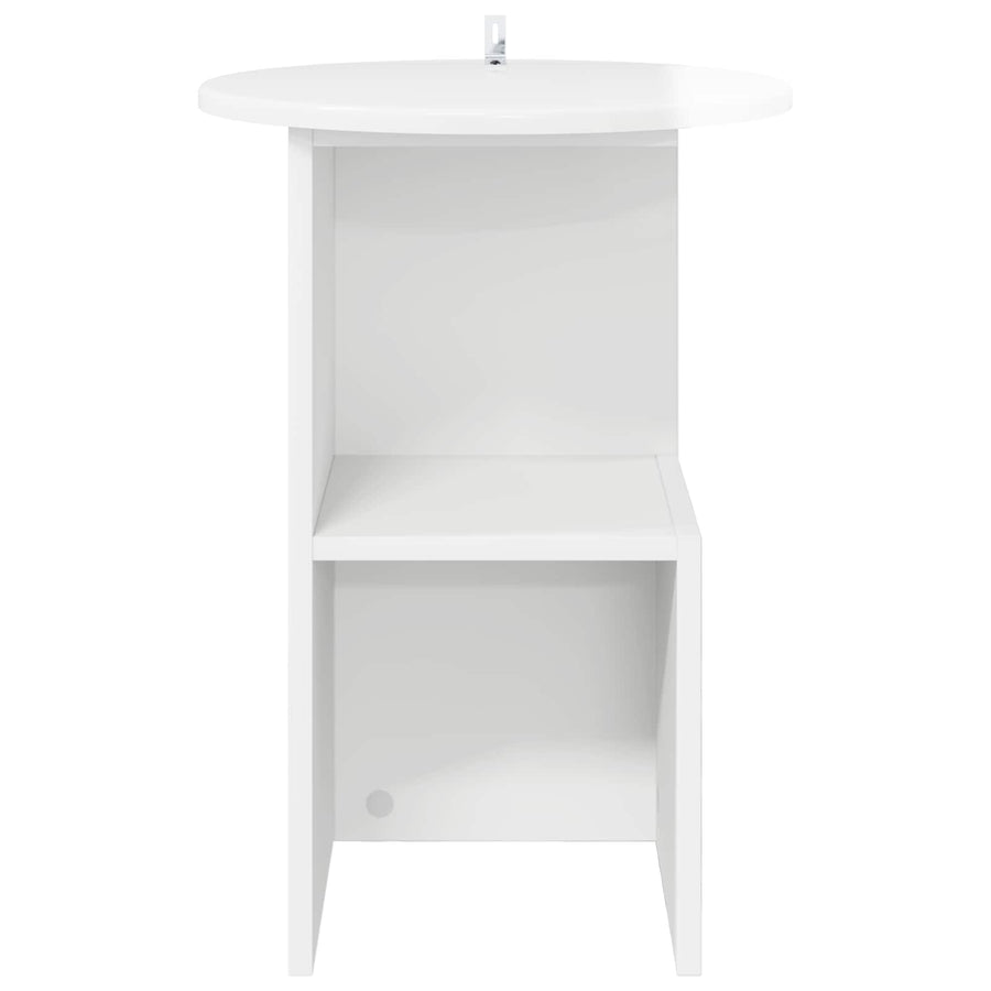 Bijzettafel Hoogglans Wit Ø 39,5 x 55 cm Bewerkt hout