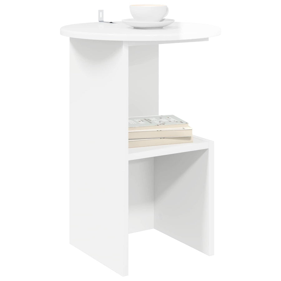 Bijzettafel Hoogglans Wit Ø 39,5 x 55 cm Bewerkt hout