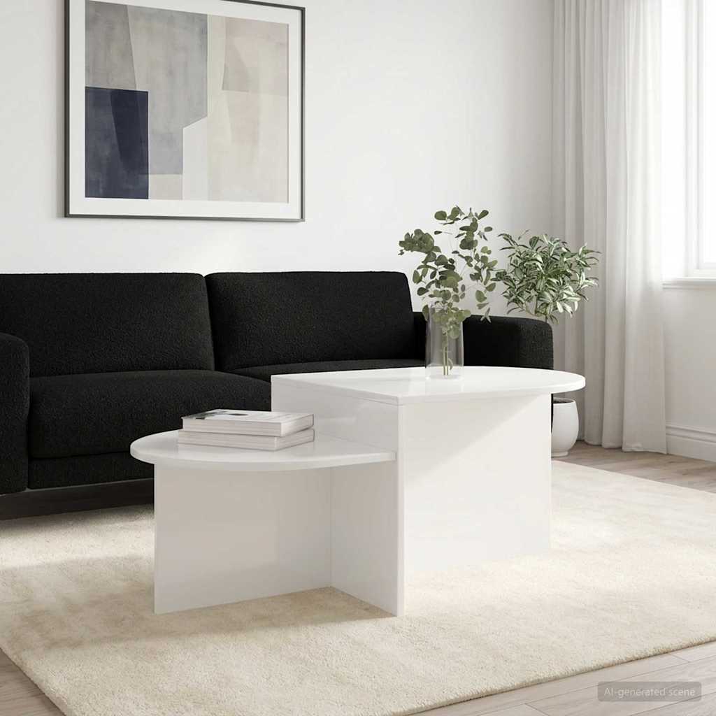Salontafel Hoogglans Wit 100 x 50 x 40 cm Bewerkt hout