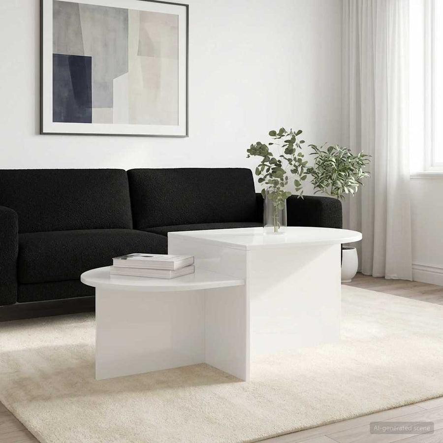 Salontafel Hoogglans Wit 100 x 50 x 40 cm Bewerkt hout