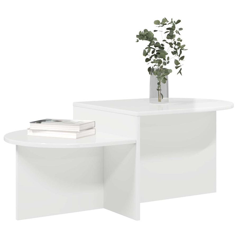 Salontafel Hoogglans Wit 100 x 50 x 40 cm Bewerkt hout