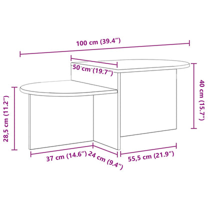 Salontafel Hoogglans Wit 100 x 50 x 40 cm Bewerkt hout