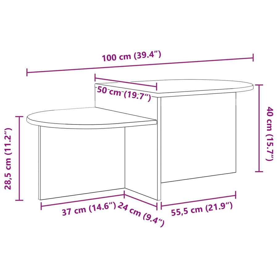 Salontafel Grijs sonoma 100 x 50 x 40 cm Bewerkt hout