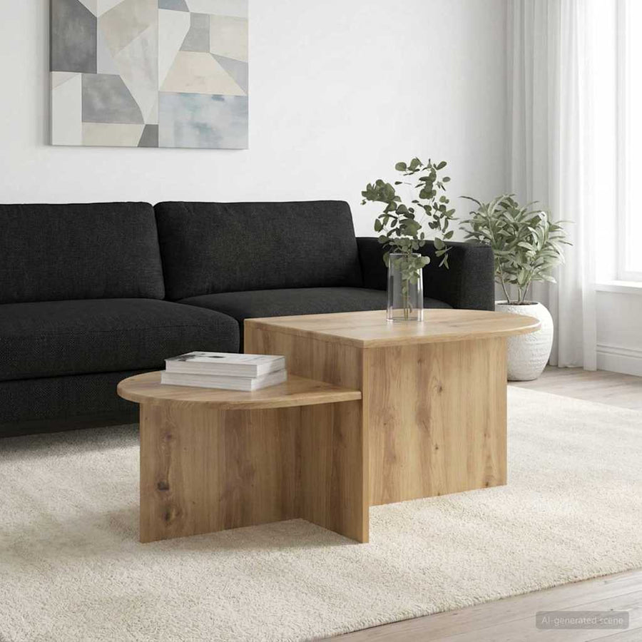 Salontafel Artisanaal eiken 100 x 50 x 40 cm Bewerkt hout