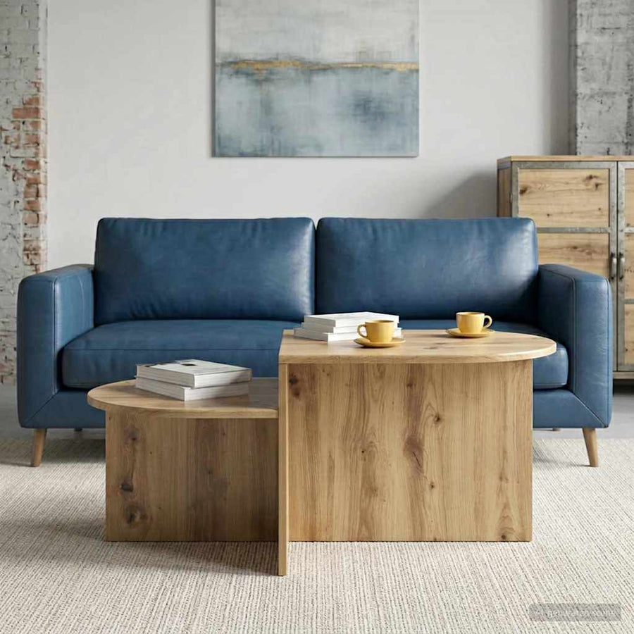 Salontafel Artisanaal eiken 100 x 50 x 40 cm Bewerkt hout