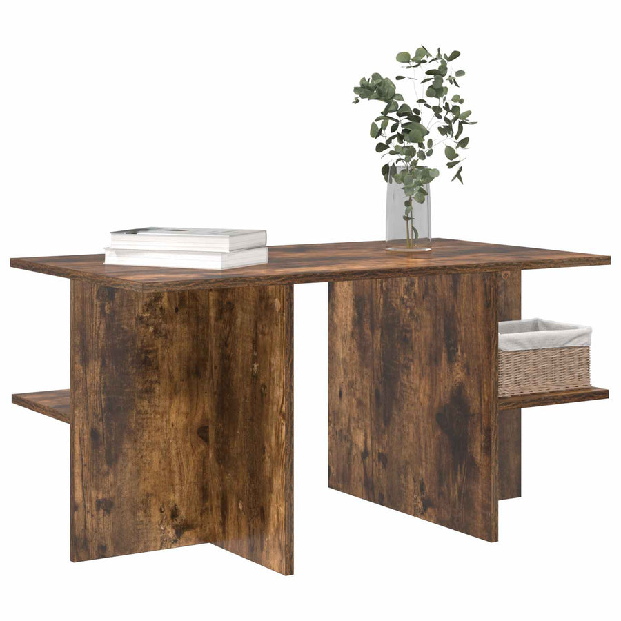 Salontafel Gerookt Eiken 87 x 50 x 45 cm Bewerkt hout