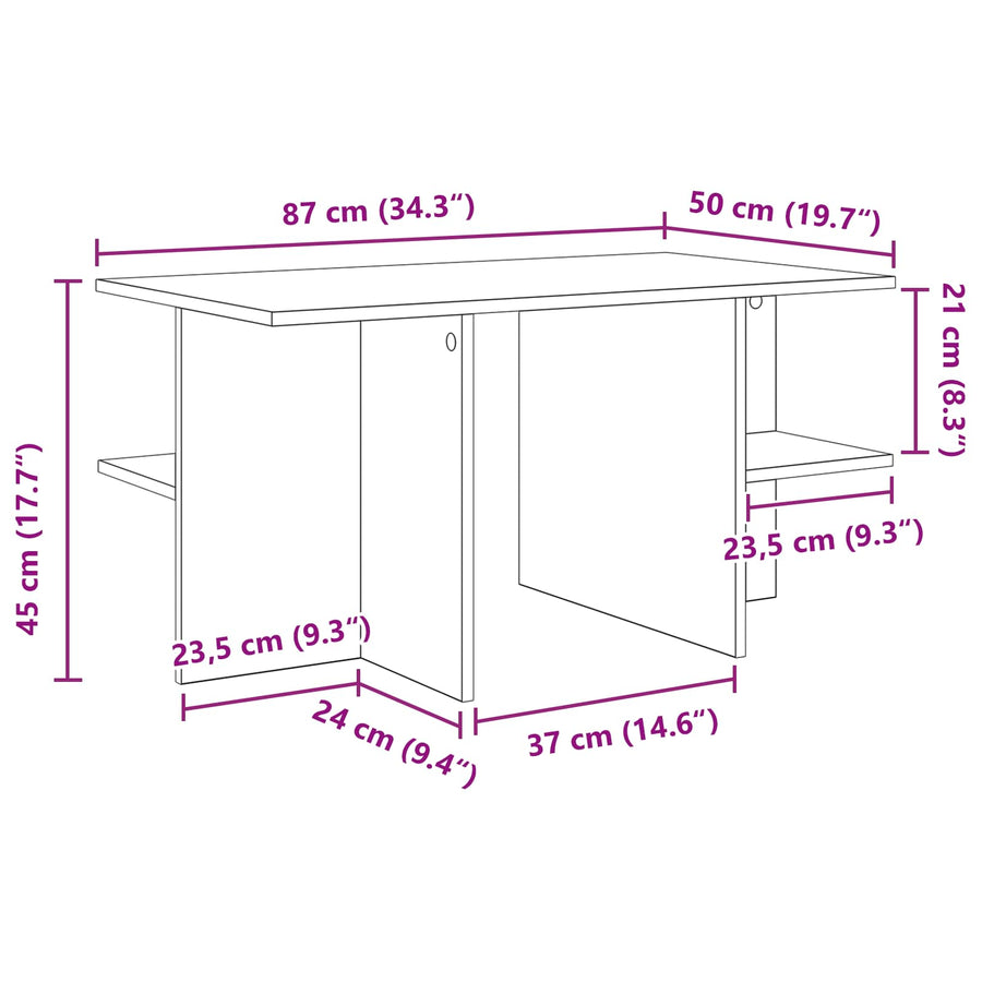Salontafel Oud hout 87 x 50 x 45 cm Geconstrueerd hout