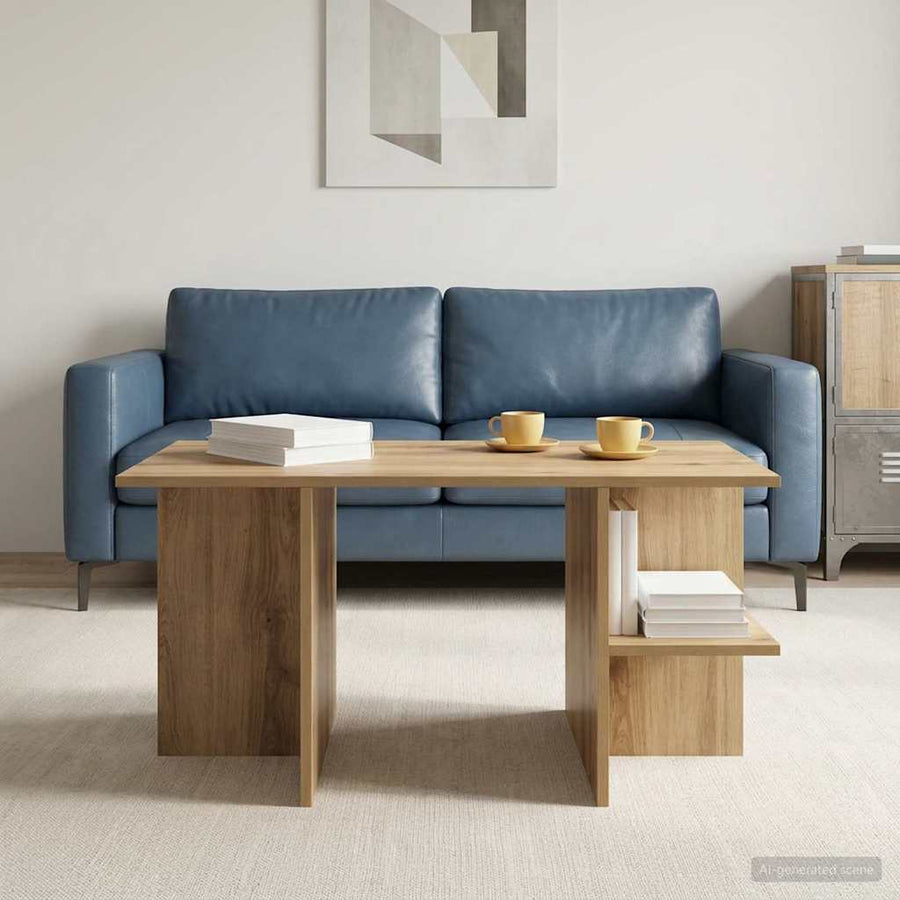Salontafel Artisanaal eiken 87 x 50 x 45 cm Geconstrueerd hout