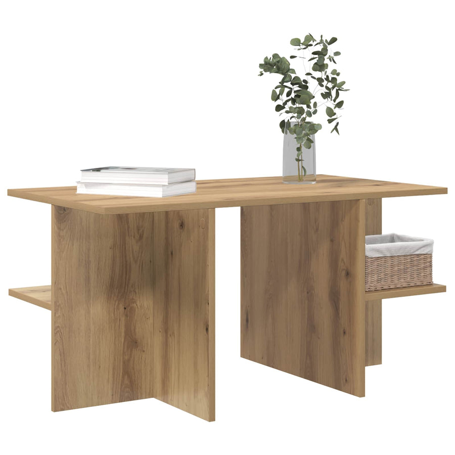 Salontafel Artisanaal eiken 87 x 50 x 45 cm Geconstrueerd hout