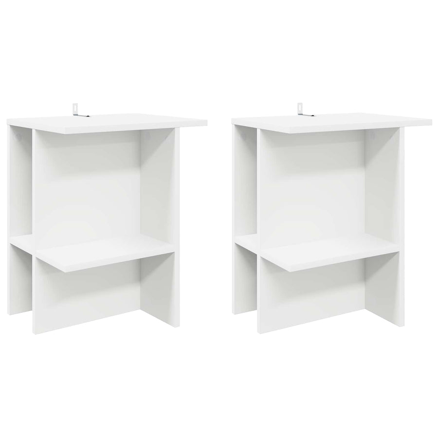 Salontafel 2 pcs Wit 40 x 30 x 49 cm Bewerkt hout