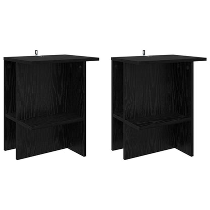 Salontafel 2 pcs Zwart eiken 40 x 30 x 49 cm Bewerkt hout