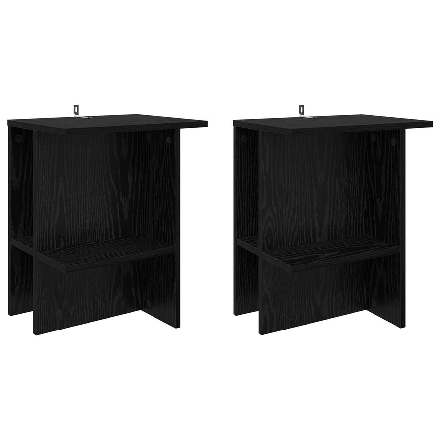 Salontafel 2 pcs Zwart eiken 40 x 30 x 49 cm Bewerkt hout