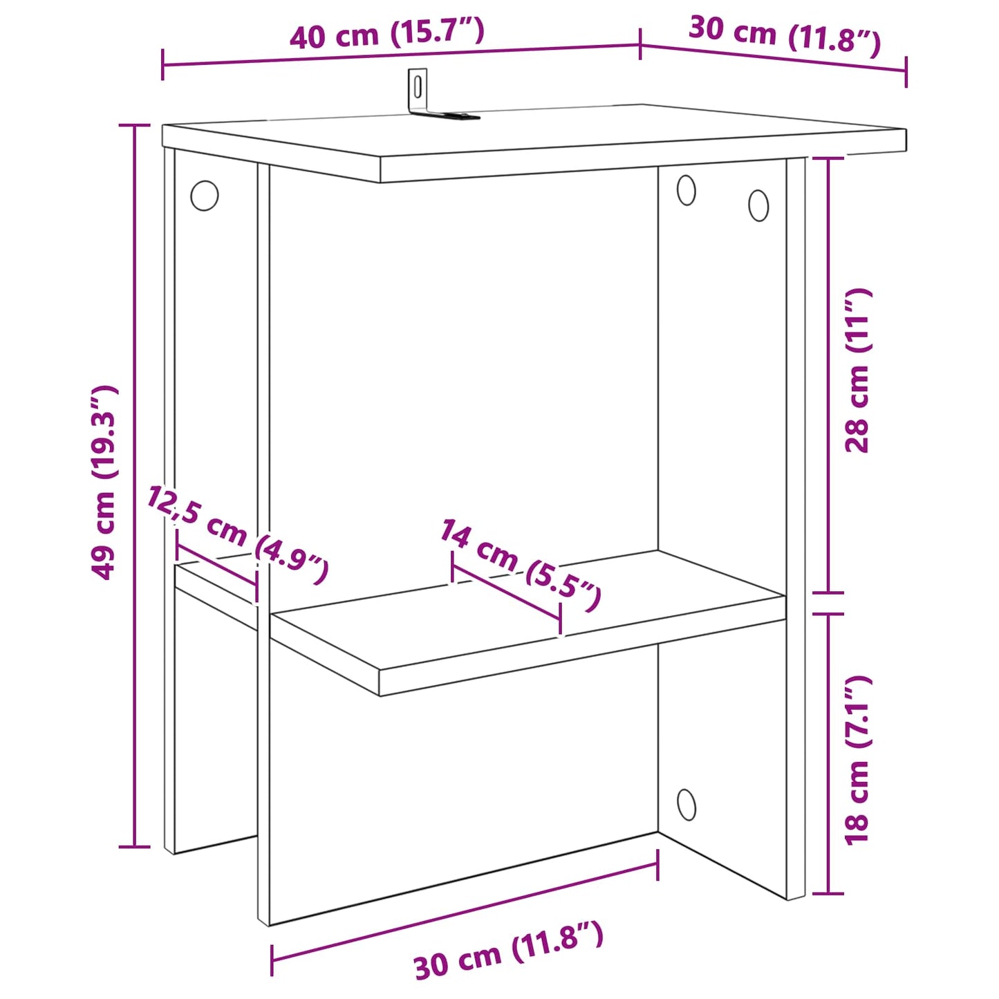 Salontafel 2 pcs Sonoma Eiken 40 x 30 x 49 cm Bewerkt hout