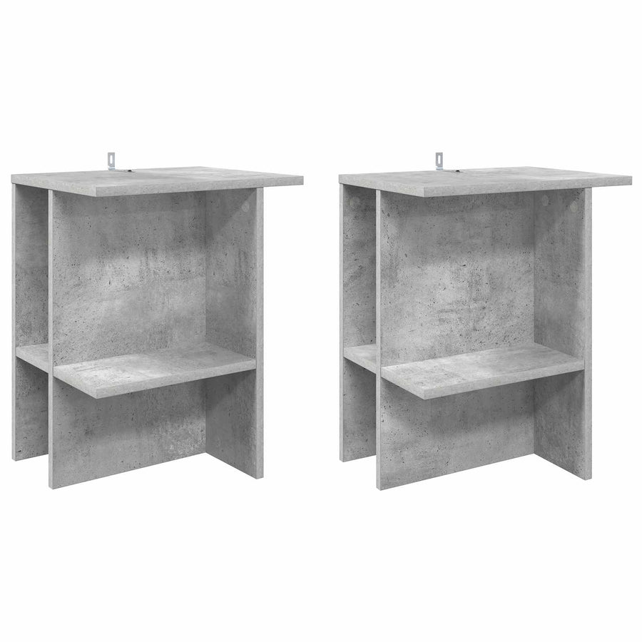Salontafel 2 pcs Betongrijs 40 x 30 x 49 cm Bewerkt hout