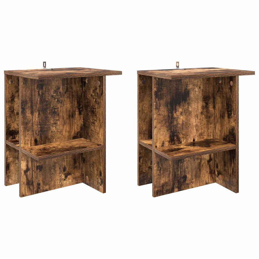 Salontafel 2 pcs Gerookt eiken 40 x 30 x 49 cm Bewerkt hout