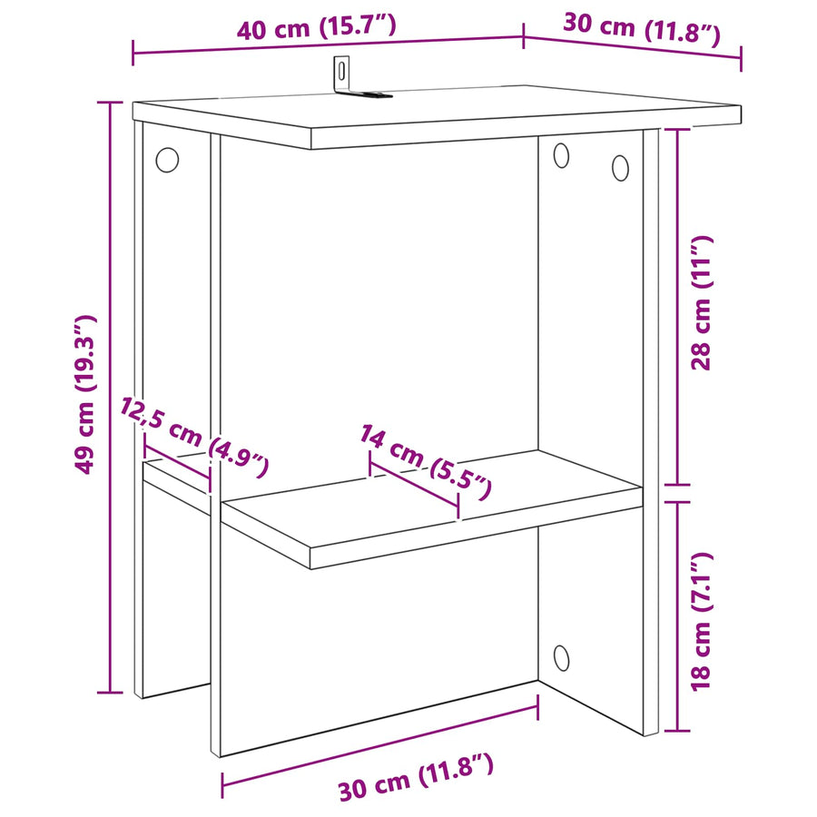 Salontafel Oud hout 40 x 30 x 49 cm Bewerkt hout