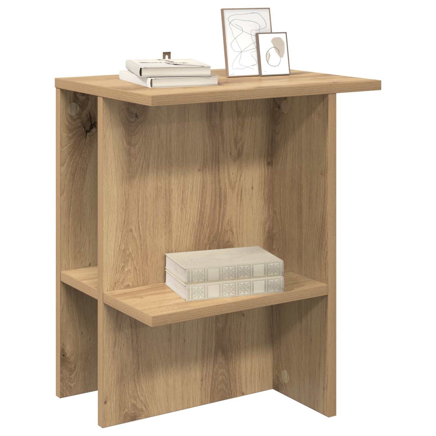 Salontafel Artisanaal eiken 40 x 30 x 49 cm Bewerkt hout