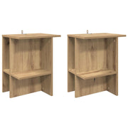 Salontafel set 2 stuks bewerkt hout 40x30x49 cm