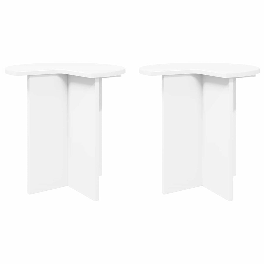 Bijzettafel met opslag 2 pcs Wit Ø 39 x 38 cm Bewerkt hout