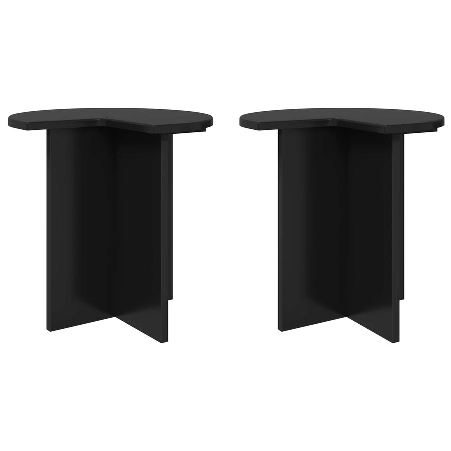 Bijzettafel 2 pcs Zwart eiken Ø 39 x 38 cm Bewerkt hout