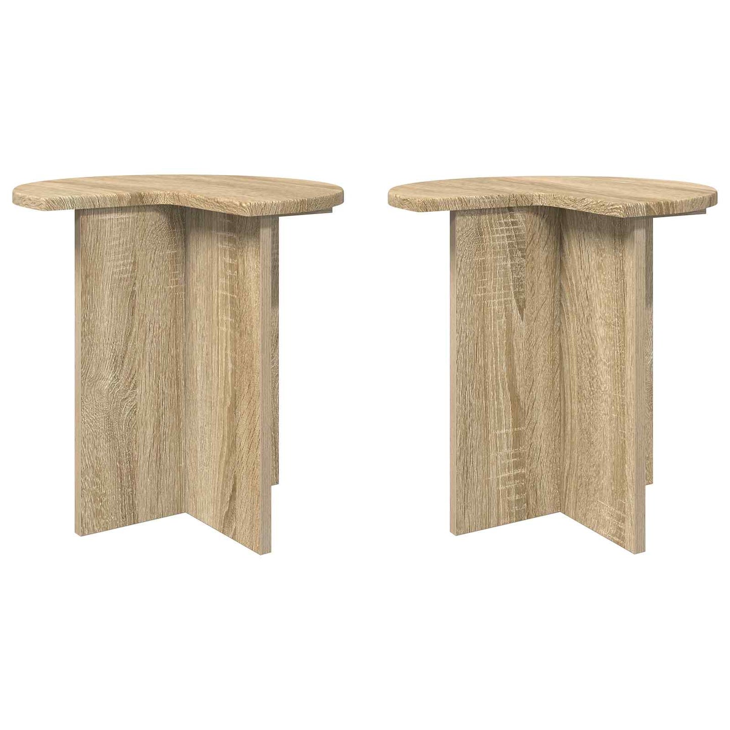 Bijzettafel 2 pcs Sonoma Eiken Ø 39 x 38 cm Bewerkt hout