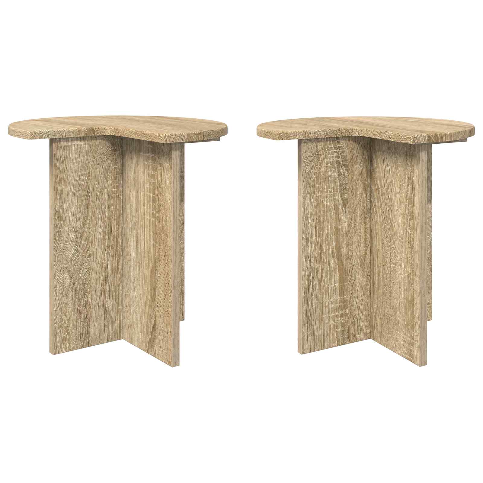Bijzettafel 2 pcs Sonoma Eiken Ø 39 x 38 cm Bewerkt hout