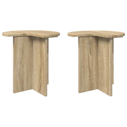 Bijzettafel 2 pcs Sonoma Eiken Ø 39 x 38 cm Bewerkt hout