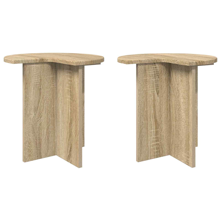 Bijzettafel 2 pcs Sonoma Eiken Ø 39 x 38 cm Bewerkt hout