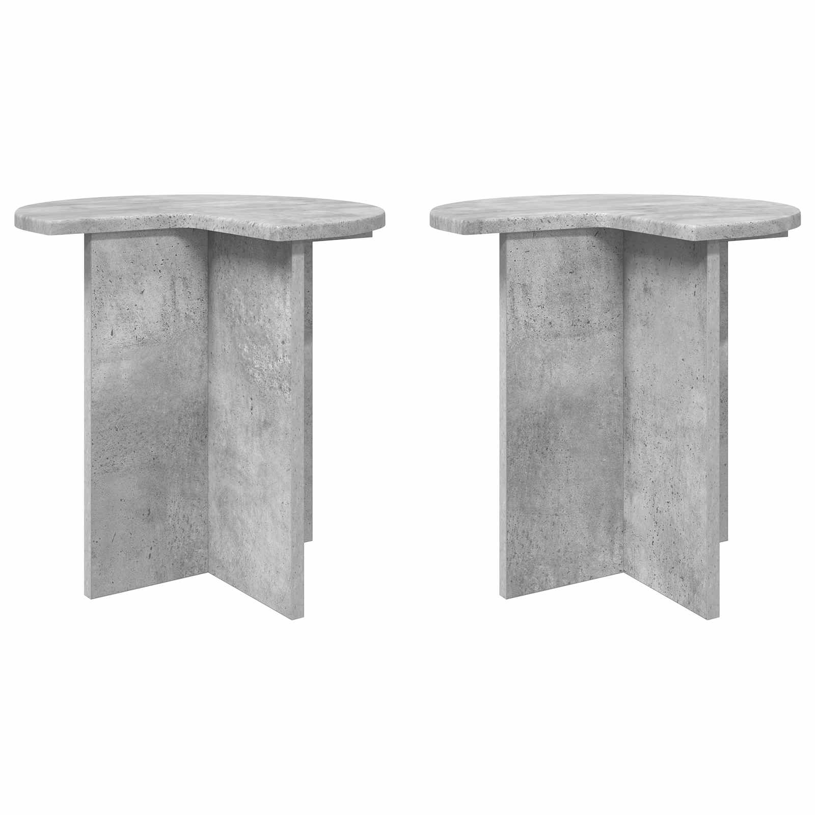 Bijzettafel 2 pcs Betongrijs Ø 39 x 38 cm Bewerkt hout