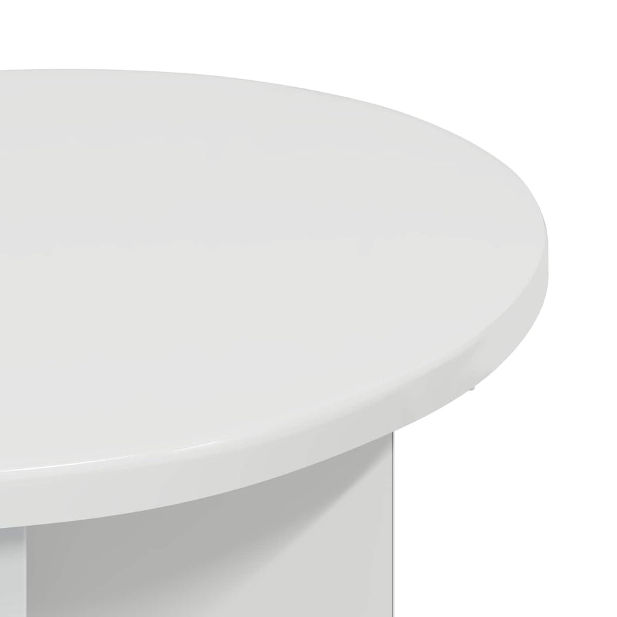 Bijzettafel 2 pcs Hoogglans Wit Ø 39 x 38 cm Bewerkt hout