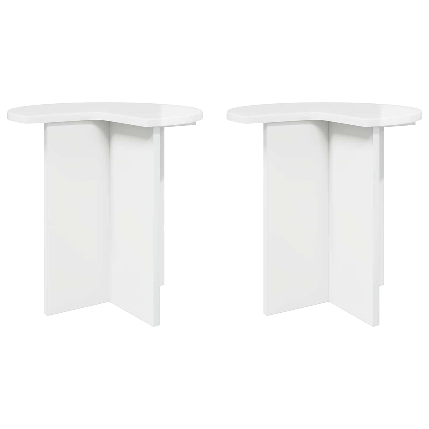 Bijzettafel 2 pcs Hoogglans Wit Ø 39 x 38 cm Bewerkt hout