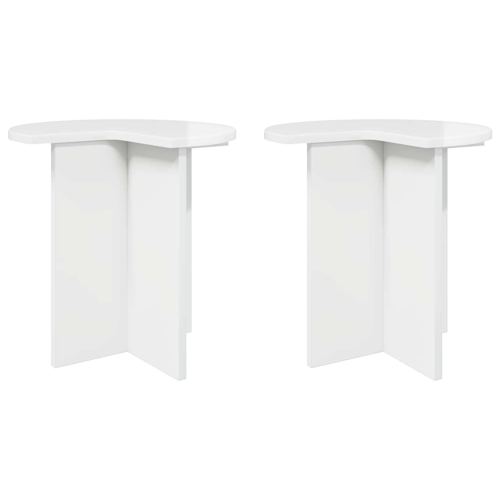 Bijzettafel 2 pcs Hoogglans Wit Ø 39 x 38 cm Bewerkt hout