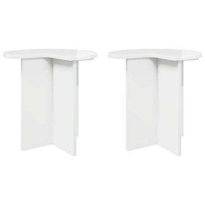 Bijzettafel 2 pcs Hoogglans Wit Ø 39 x 38 cm Bewerkt hout