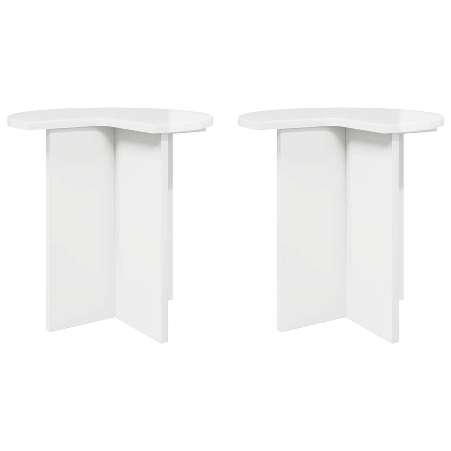 Bijzettafel 2 pcs Hoogglans Wit Ø 39 x 38 cm Bewerkt hout