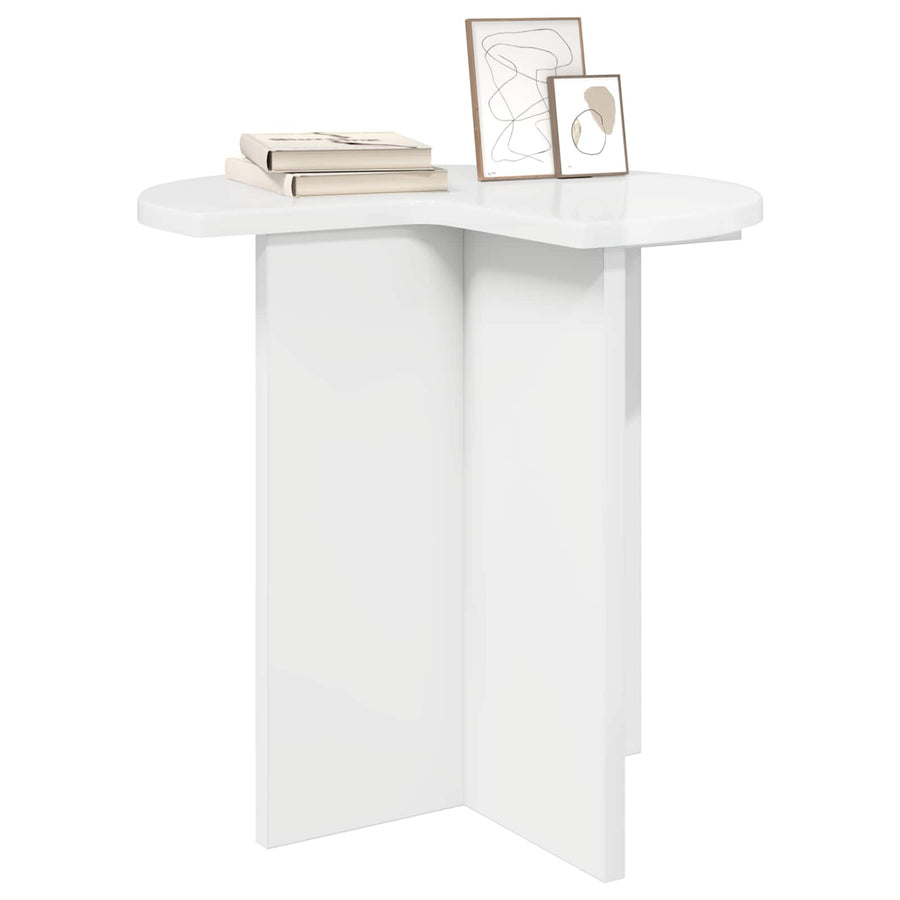 Bijzettafel 2 pcs Hoogglans Wit Ø 39 x 38 cm Bewerkt hout