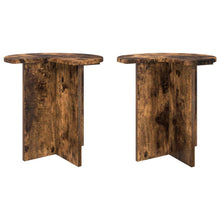 Bijzettafel 2 pcs Gerookt eiken Ø 39 x 38 cm Bewerkt hout