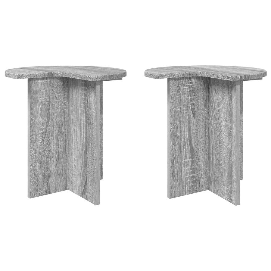 Bijzettafel 2 pcs Grijs sonoma Ø 39 x 38 cm Bewerkt hout