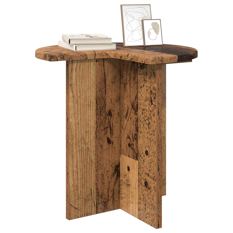 Bijzettafel met opslag Oud hout Ø 39 x 38 cm Bewerkt hout