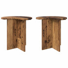 Bijzettafel set 2 stuks Ø 39x38 cm oud hout