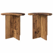 Bijzettafel set 2 stuks Ø 39x38 cm oud hout
