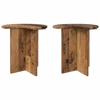 Bijzettafel met opslag 2 pcs Oud hout Ø 39 x 38 cm Bewerkt hout