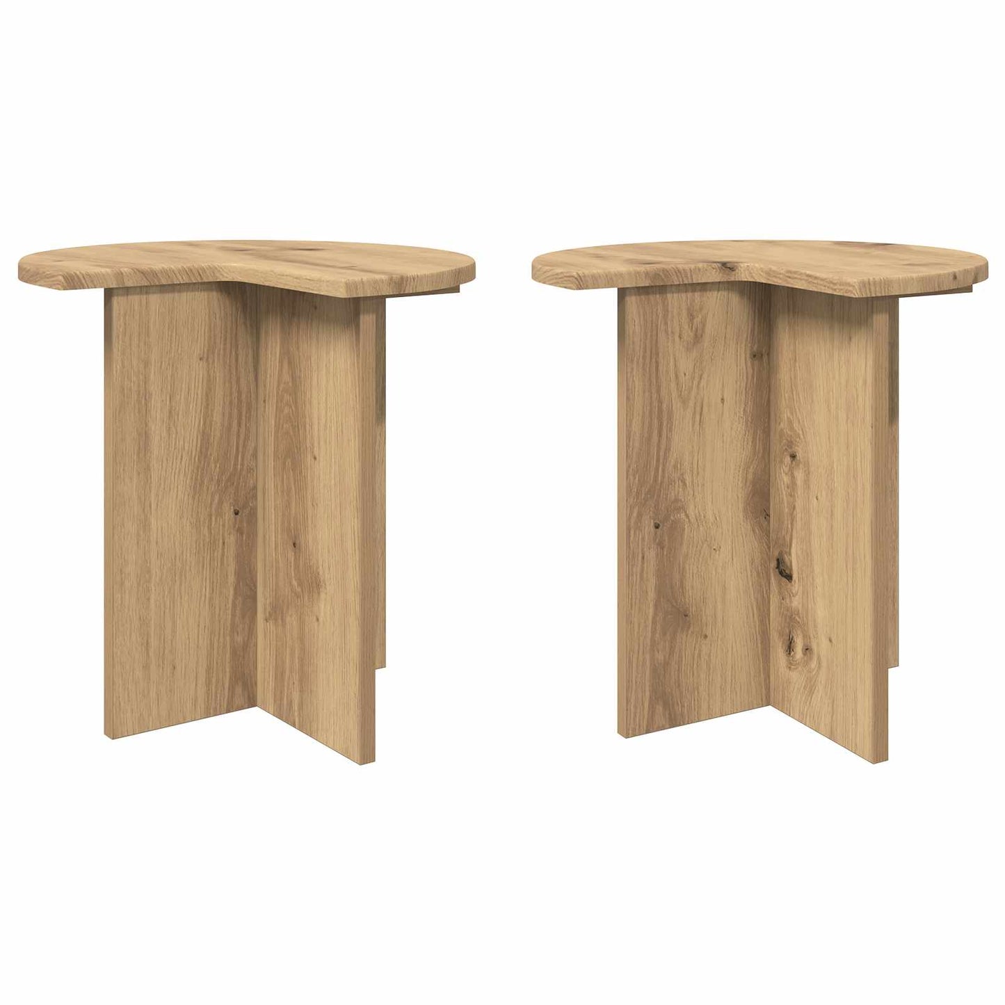 Bijzettafel 2 pcs Artisanaal eiken Ø 39 x 38 cm Bewerkt hout