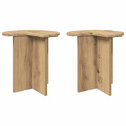 Bijzettafel set 2 stuks eiken Ø 39x38 cm