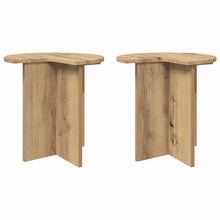 Bijzettafel 2 pcs Artisanaal eiken Ø 39 x 38 cm Bewerkt hout