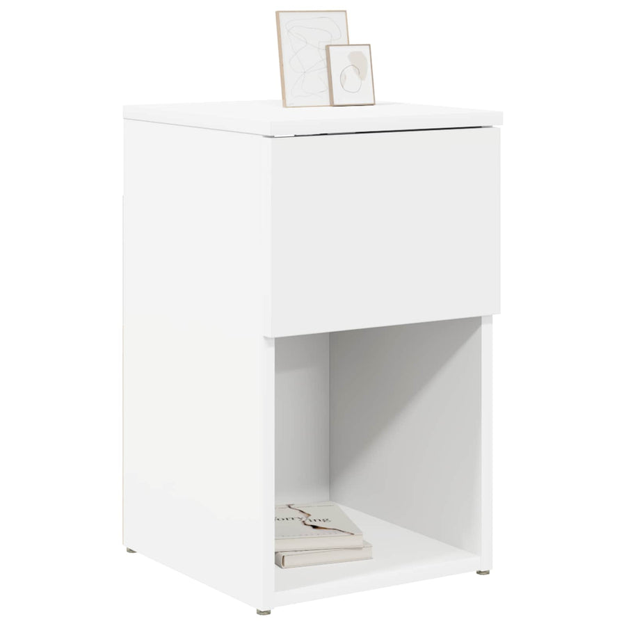 Bed kast Wit 29 x 31,5 x 49 cm Bewerkt hout
