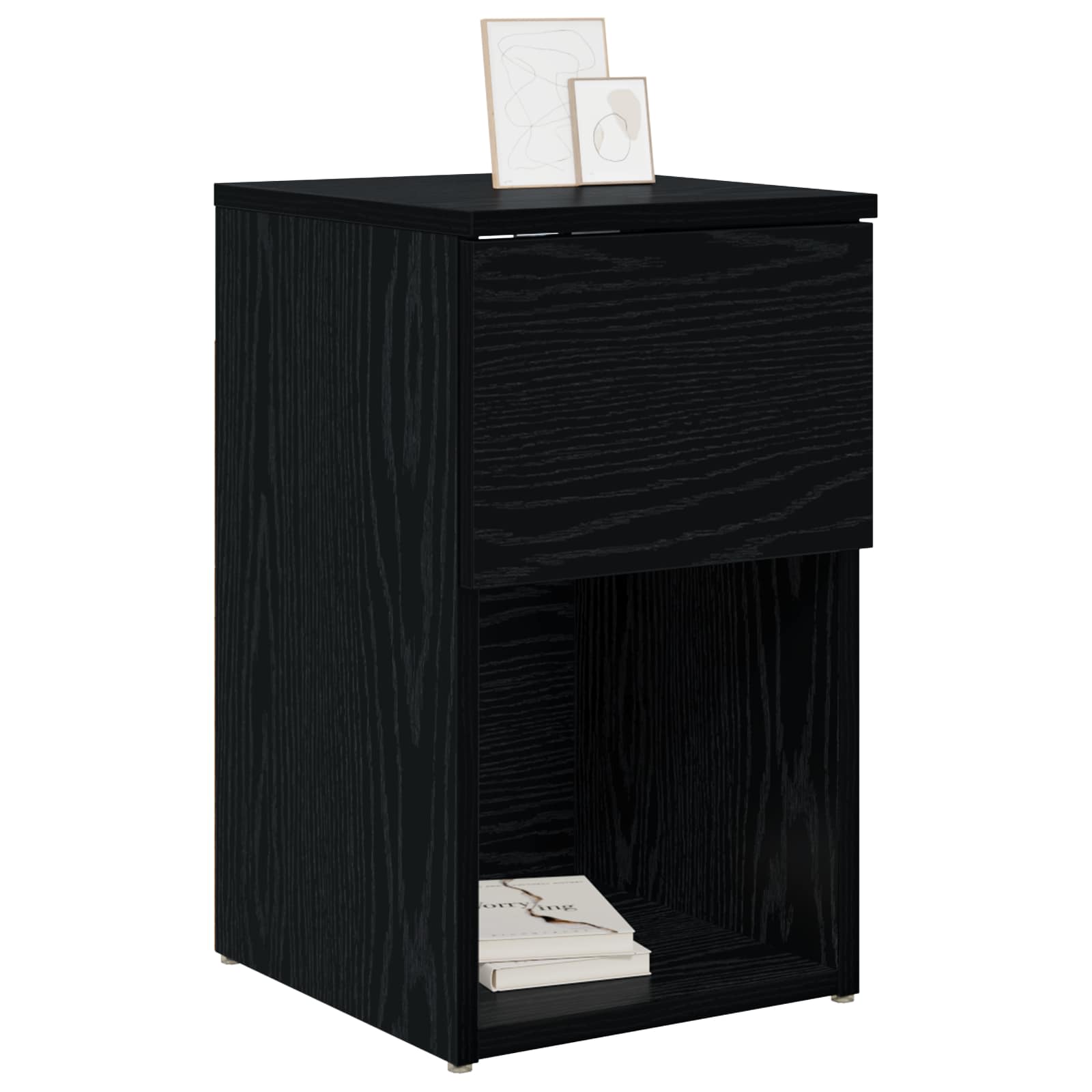 Bed kast Zwart eiken 29 x 31,5 x 49 cm Bewerkt hout